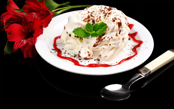 mint red flower food ice cream HD Desktop Wallpaper | Background Image