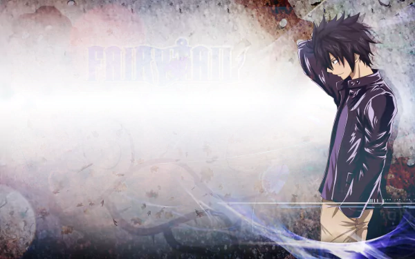 HD PC desktop wallpaper featuring Gray Fullbuster from the anime Fairy Tail, with a dynamic pose against a textured, muted background.