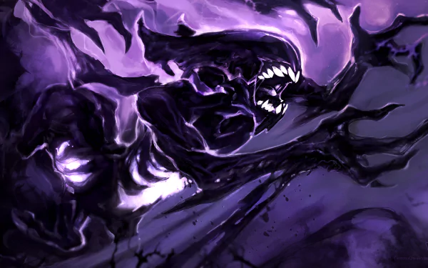 HD PC desktop wallpaper featuring Bane from DotA 2, depicting a dark, menacing purple creature in a dynamic gaming-inspired design.