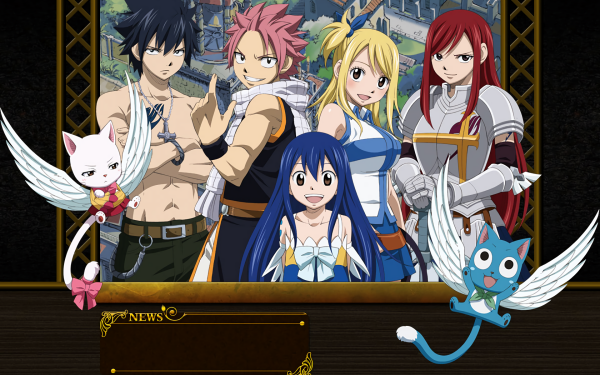 Anime Fairy Tail Lucy Heartfilia Natsu Dragneel Erza Scarlet Wendy Marvell Gray Fullbuster Happy Charles HD Wallpaper | Background Image