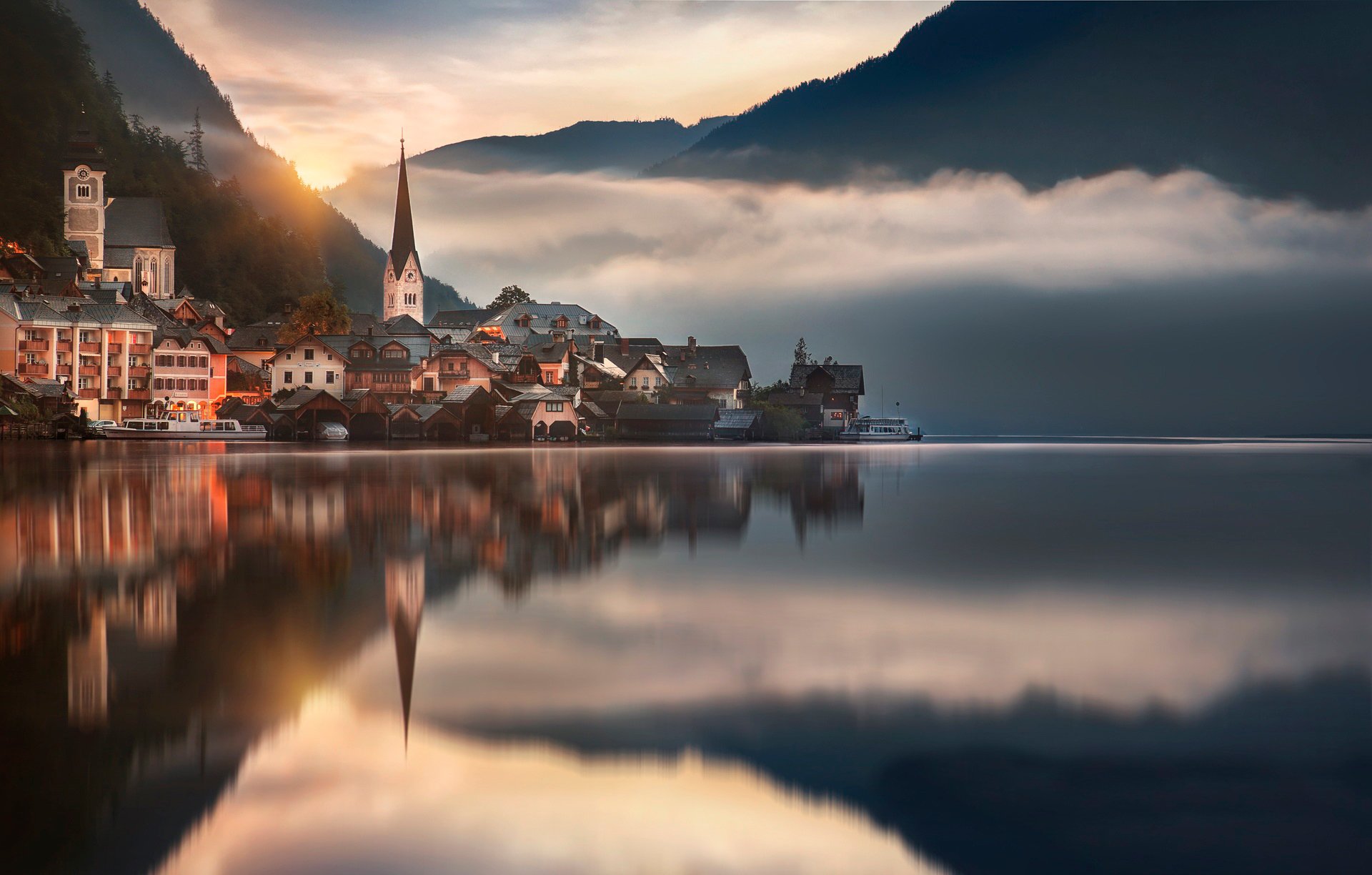 Hd Wallpaper Serene Reflections Of Hallstatt Austria