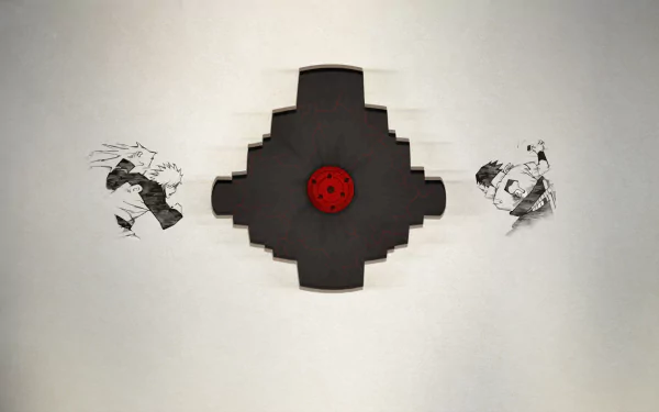 A striking HD wallpaper featuring the Infinite Tsukuyomi symbol, with Sasuke Uchiha and Naruto Uzumaki from the anime Naruto, showcasing dynamic design and vibrant colors.