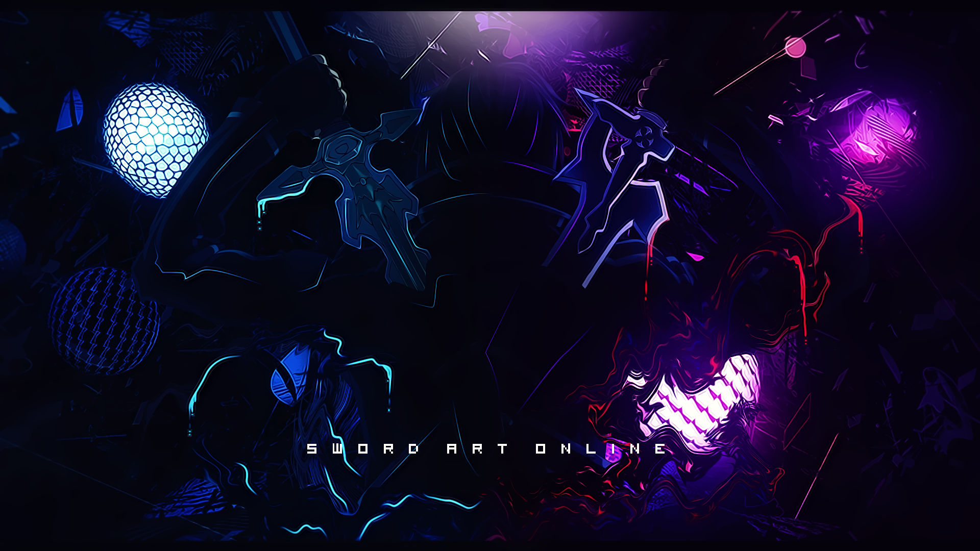 A vibrant HD wallpaper featuring Kazuto Kirigaya, also known as Kirito from Sword Art Online, showcasing dynamic colors and abstract elements inspired by the anime series.