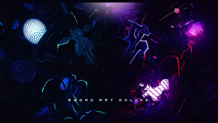 A vibrant HD wallpaper featuring Kazuto Kirigaya, also known as Kirito from Sword Art Online, showcasing dynamic colors and abstract elements inspired by the anime series.