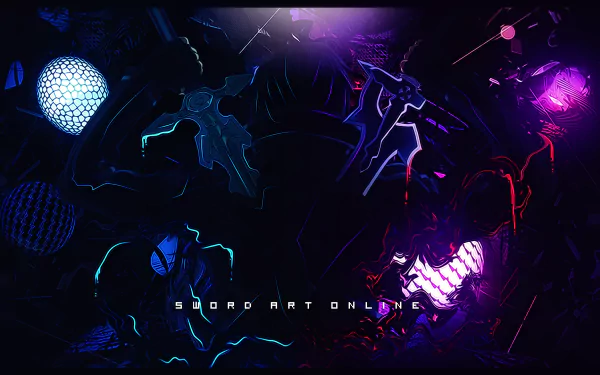 A vibrant HD wallpaper featuring Kazuto Kirigaya, also known as Kirito from Sword Art Online, showcasing dynamic colors and abstract elements inspired by the anime series.