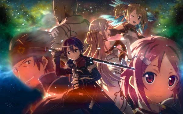 Ryoutarou Tsuboi Rika Shinozaki Pina (Sword Art Online) Andrew Gilbert Mills Silica (Sword Art Online) Keiko Ayano Kazuto Kirigaya Kirito (Sword Art Online) Asuna Yuuki Anime Sword Art Online HD Desktop Wallpaper | Background Image