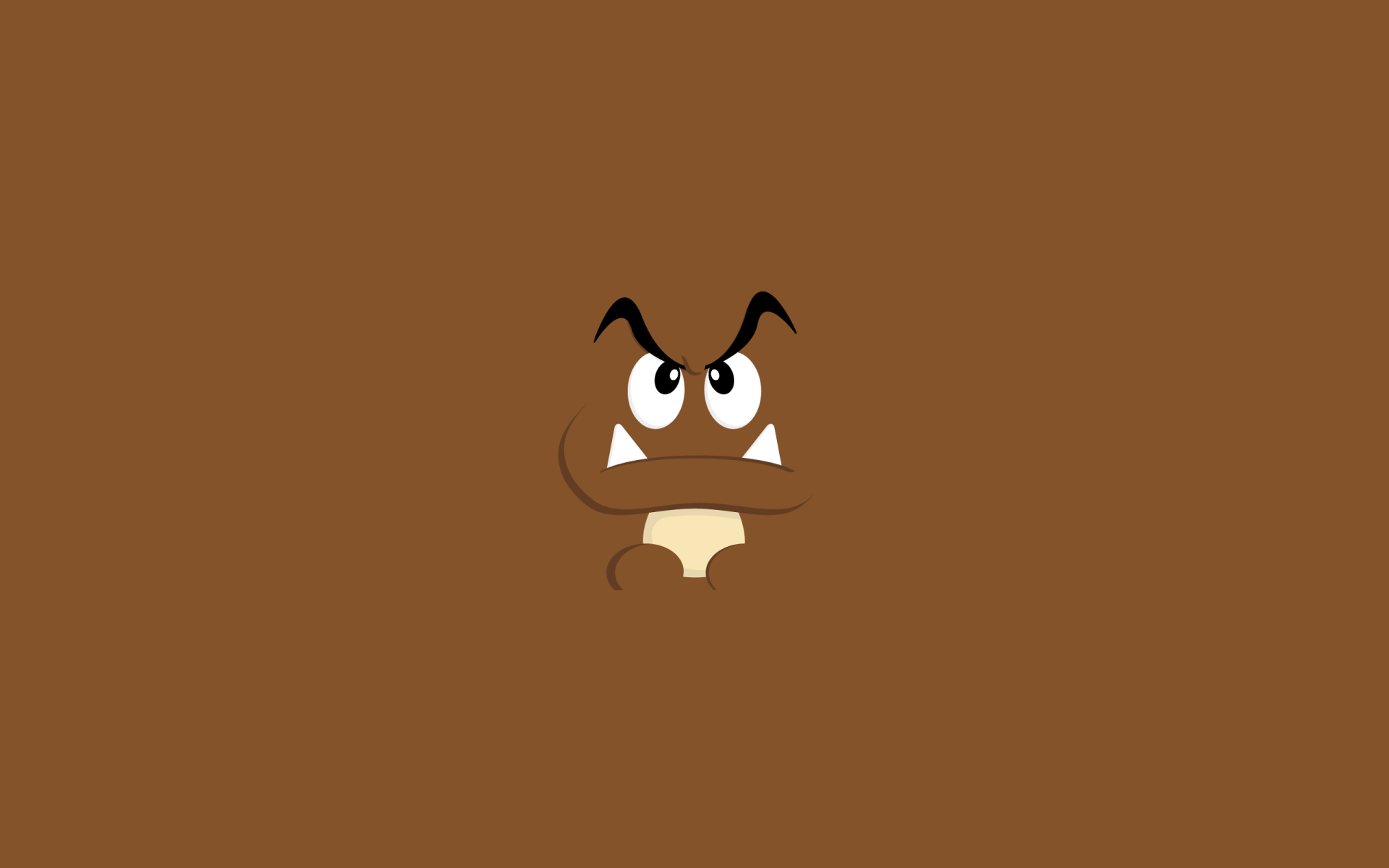 HD desktop wallpaper featuring a Goomba from Super Mario Bros. on a plain brown background.