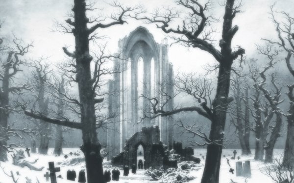 Sombre Cimetière Fantaisie Ruine Hiver Snow Graveyard Arbre Fond d'écran HD | Image