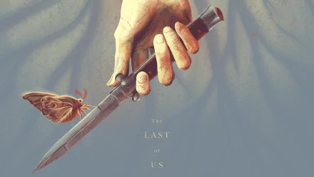 A striking HD wallpaper featuring a hand holding a knife, with a moth nearby, inspired by the video game The Last of Us.