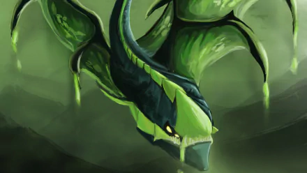 HD desktop wallpaper featuring Viper from DotA 2 in a dynamic, green-themed video game artwork.