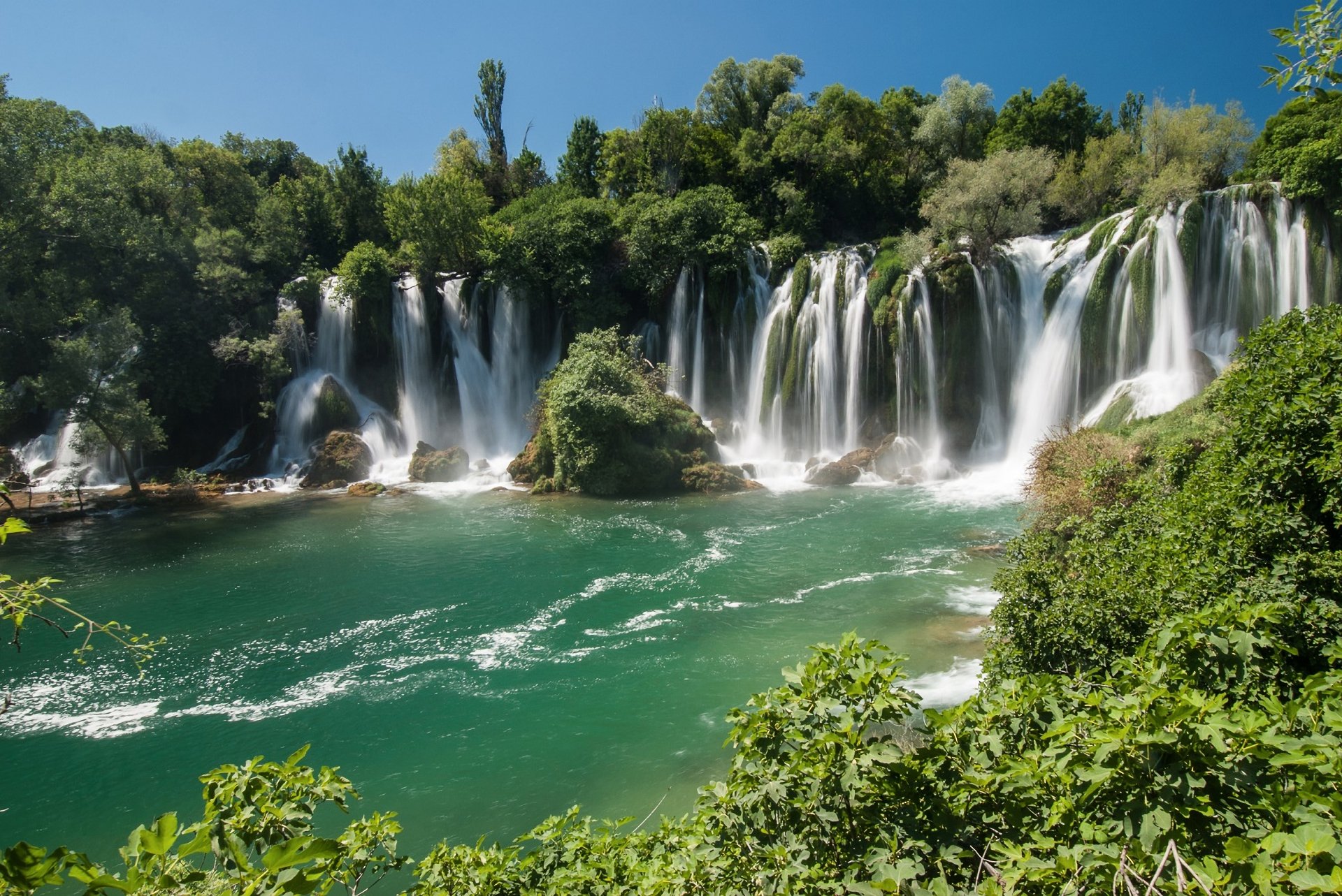 Download Plitvice Lake National Park Green Tree Lake Nature Waterfall HD Wallpaper