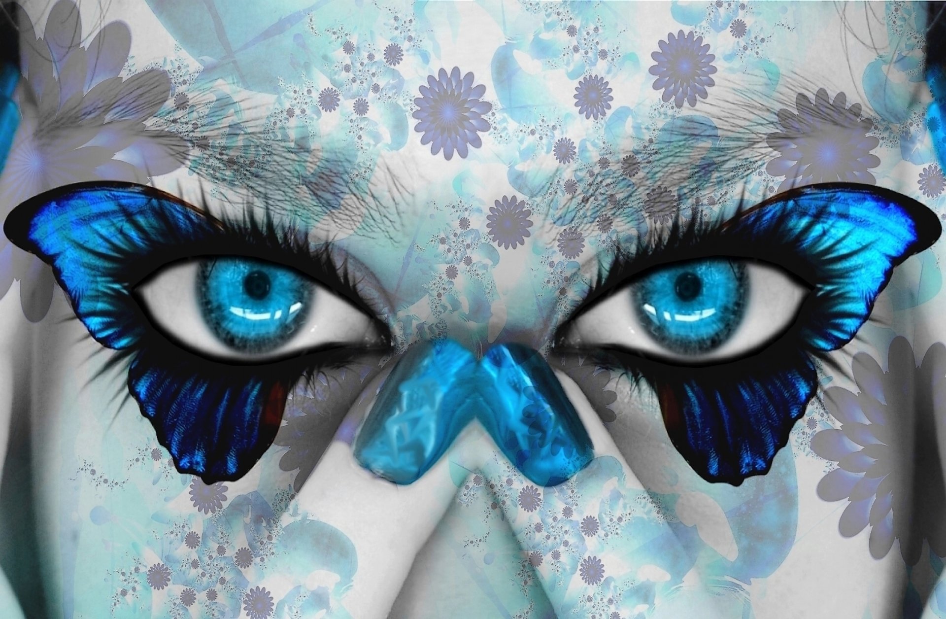 Download Blue Eyes Nails Eye Woman Artistic HD Wallpaper
