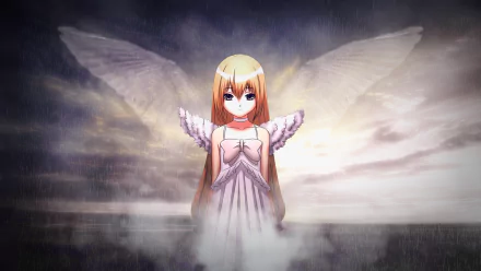 A captivating HD wallpaper featuring Taiga Aisaka from the anime Toradora!, depicted with angelic wings against a mystical background.