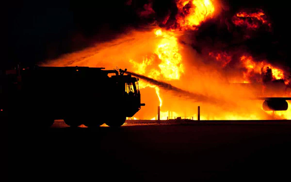 smoke silhouette fire night vehicle fire truck HD Desktop Wallpaper | Background Image