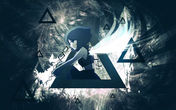 HD desktop wallpaper of Lapis Lazuli from the TV show Steven Universe, featuring an artistic design with geometric shapes and dynamic background elements.