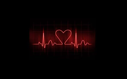 HD artistic wallpaper featuring a red heartbeat forming the shape of a heart on a black background, symbolizing love.