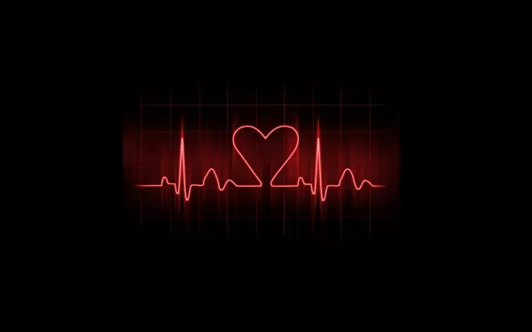 HD artistic wallpaper featuring a red heartbeat forming the shape of a heart on a black background, symbolizing love.