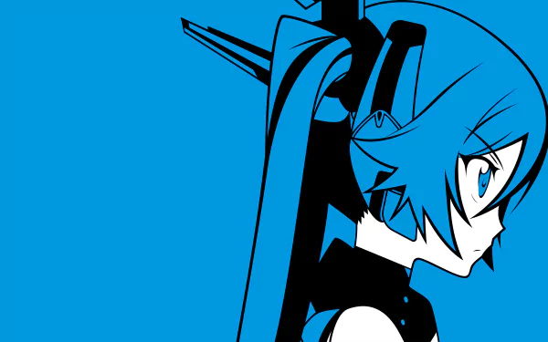 Bold blue 4K Ultra HD PC wallpaper of Aika Tsube from Gonna be the Twin-Tail!!, stylized side profile with long twin-tail and striking anime features.