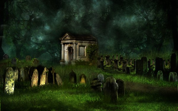 Dark Cemetery Graveyard Tombstone Tree HD Wallpaper | Background Image