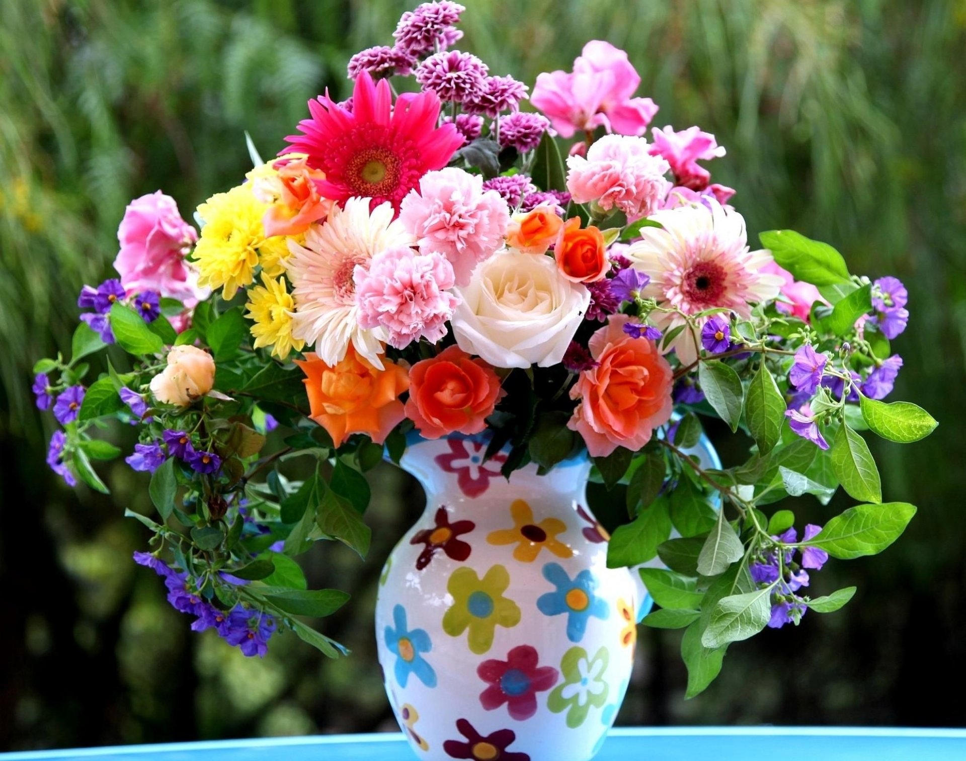 Lively Flowers In A Flower Vase