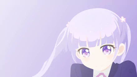 Minimalist 4K Ultra HD anime wallpaper featuring Aoba Suzukaze from New Game! with soft purple tones and simple, clean design.