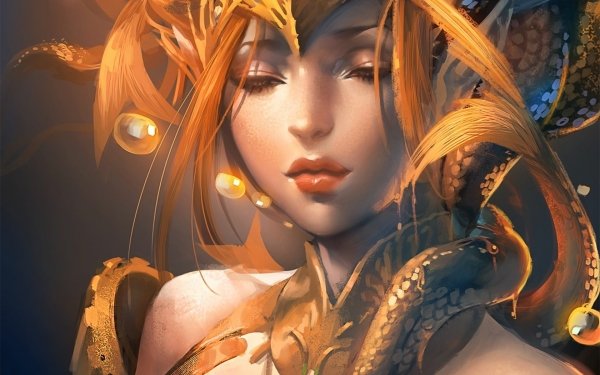 Fantasy Women Dragon Face HD Wallpaper | Background Image