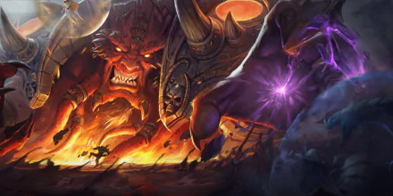 A dynamic HD wallpaper featuring Kil'jaeden from World of Warcraft, showcasing intense action and vibrant colors against a dramatic fantasy background.