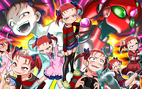 HD PC desktop wallpaper featuring multiple expressive anime-style illustrations of Yuniko Kouzuki from Accel World, showcasing vibrant colors and dynamic poses.