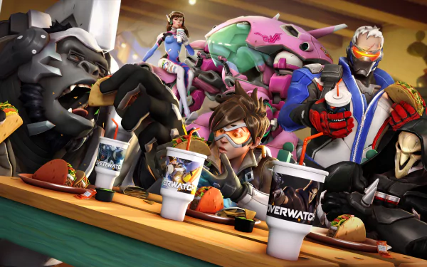 Reaper (Overwatch) Soldier: 76 (Overwatch) D.Va (Overwatch) Tracer (Overwatch) Winston (Overwatch) video game Overwatch HD Desktop Wallpaper | Background Image