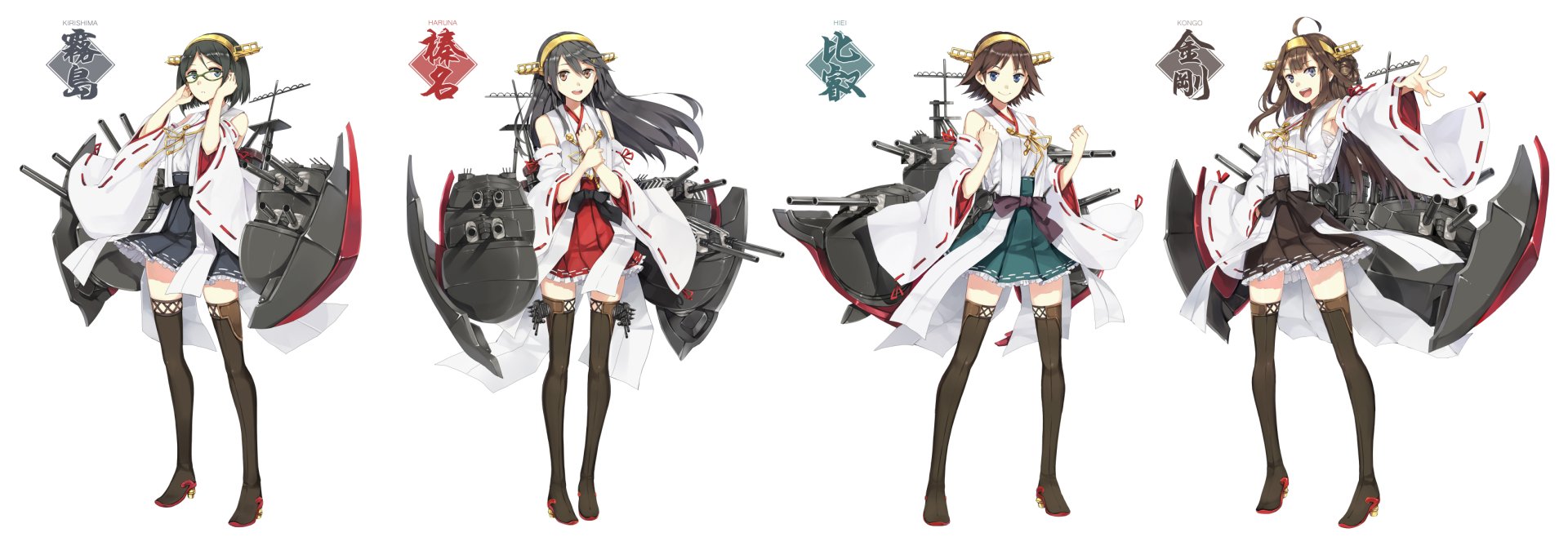 Download Haruna (Kancolle) Kirishima (Kancolle) Hiei (Kancolle) Kongou (Kancolle) Anime Kantai Collection HD Wallpaper
