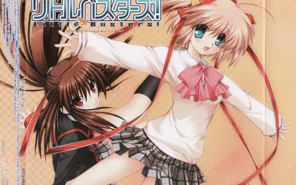 Anime-style 4K Ultra HD desktop wallpaper featuring characters from Little Busters! in dynamic poses with vibrant colors and detailed shading.