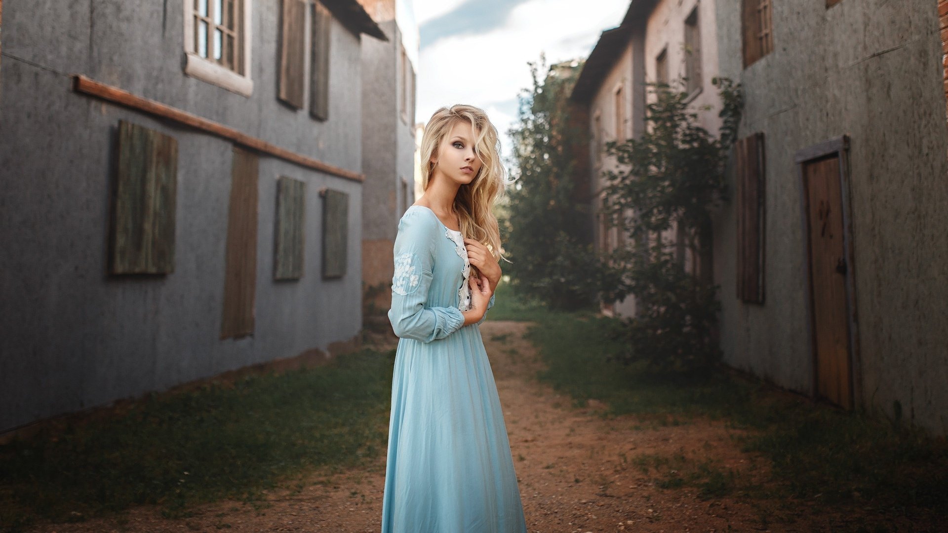 Download Blue Dress Depth Of Field Blonde Model Woman Alice Tarasenko Hd Wallpaper