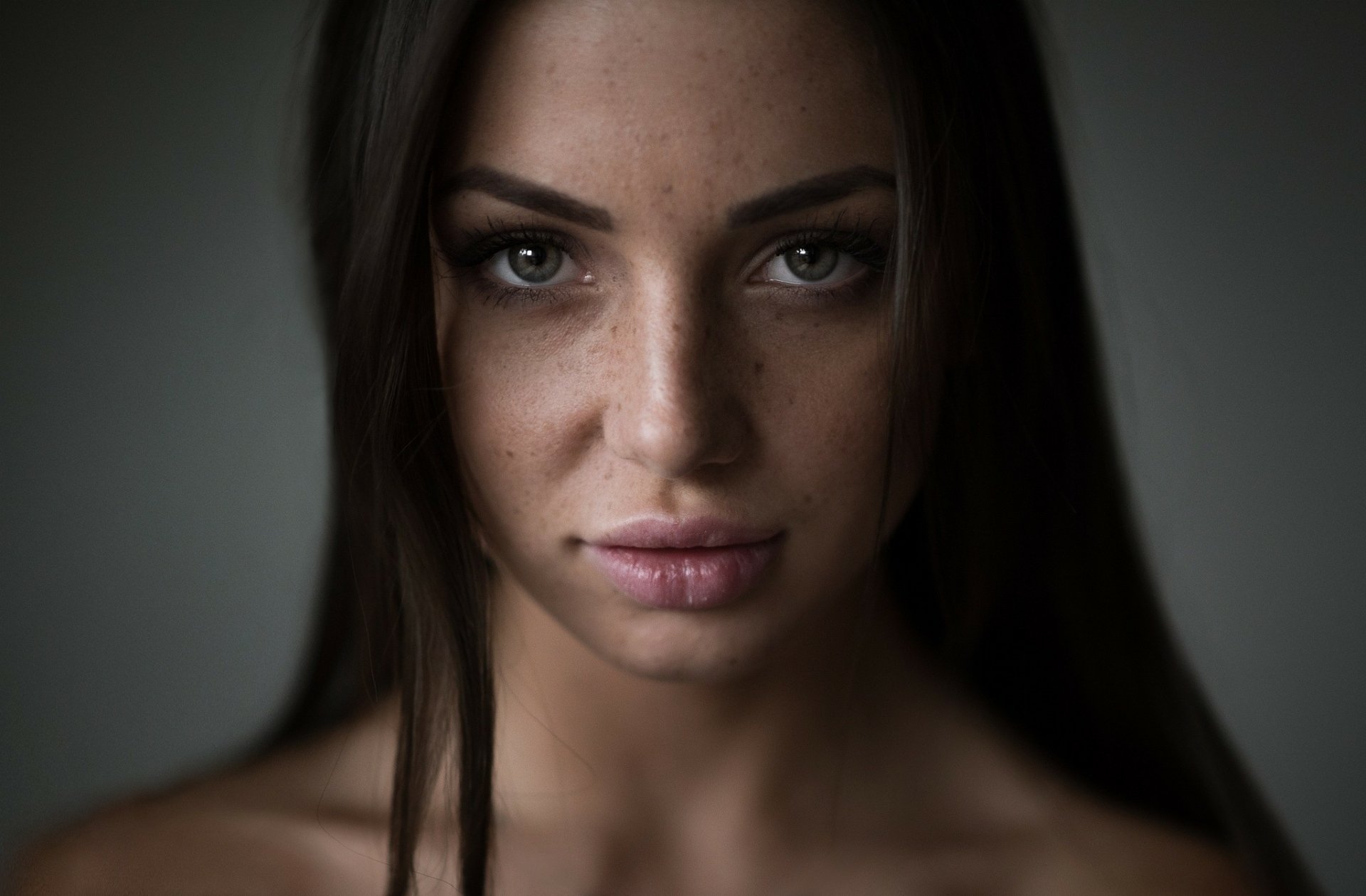 Download Brunette Model Woman Face HD Wallpaper by Andrey Firsov