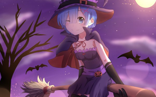 Anime Re:ZERO -Starting Life in Another World- Rem Witch Hat Halloween HD Wallpaper | Background Image