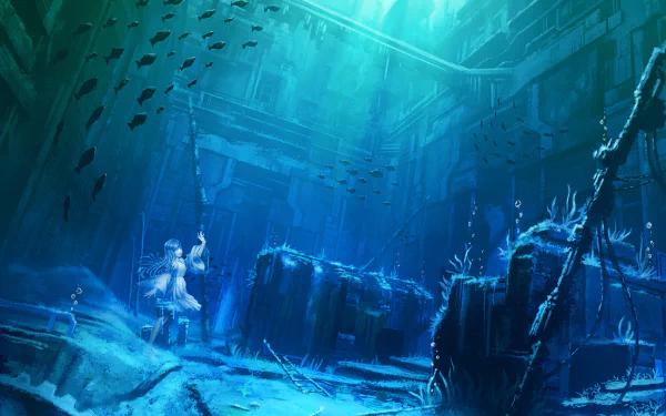 Anime underwater HD Desktop Wallpaper | Background Image
