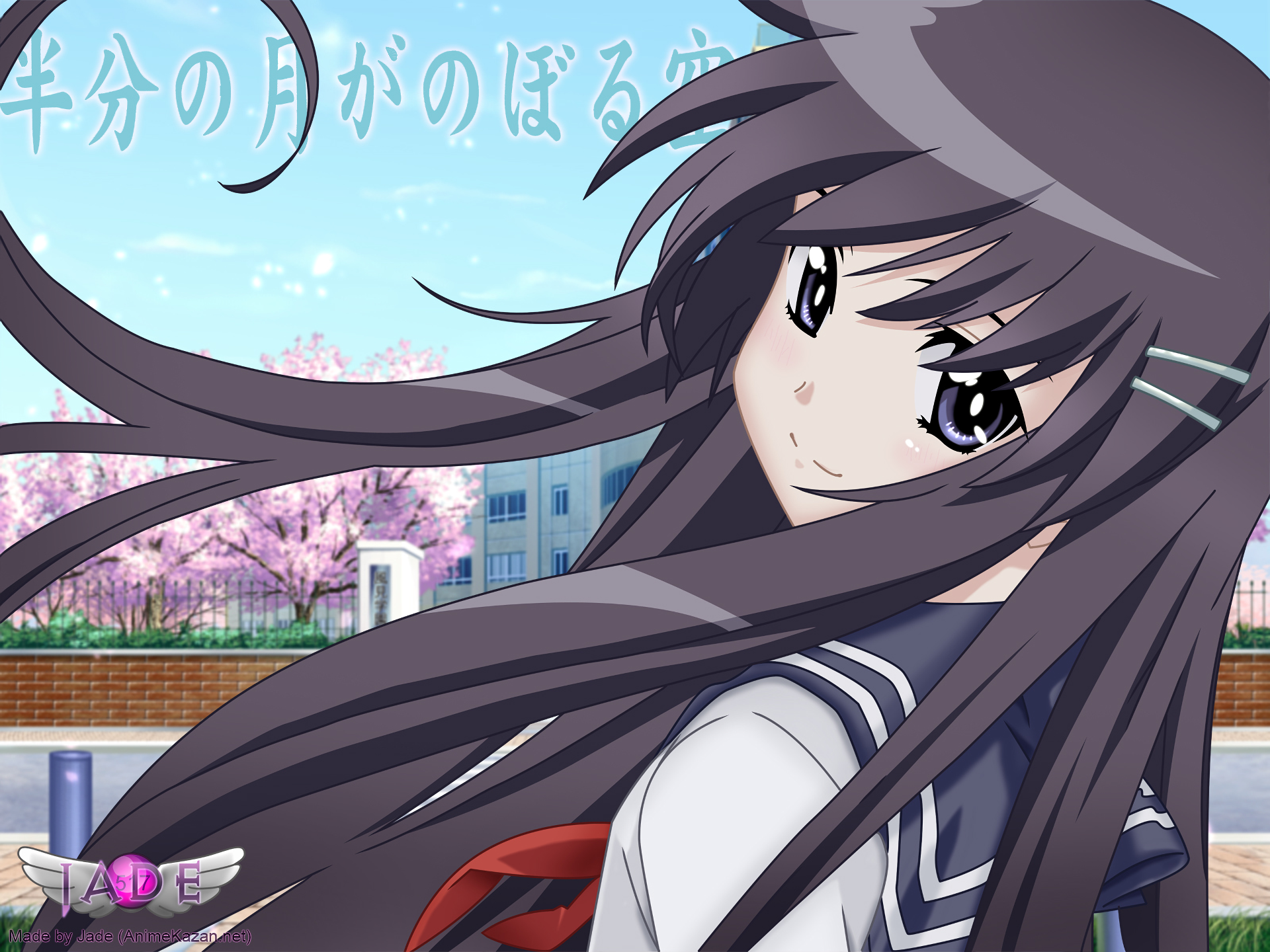 Download Anime Hanbun No Tsuki Ga Noboru Sora HD Wallpaper