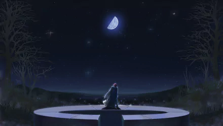 Anime Hanbun no Tsuki ga Noboru Sora HD Desktop Wallpaper | Background Image