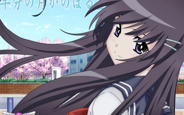 Anime Hanbun no Tsuki ga Noboru Sora HD Desktop Wallpaper | Background Image