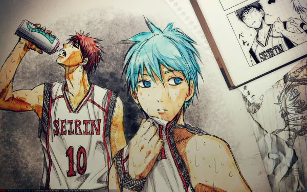 Anime-inspired HD wallpaper featuring characters from Kuroko's Basketball, showcasing dynamic poses and rich artwork in a vibrant, engaging style.
