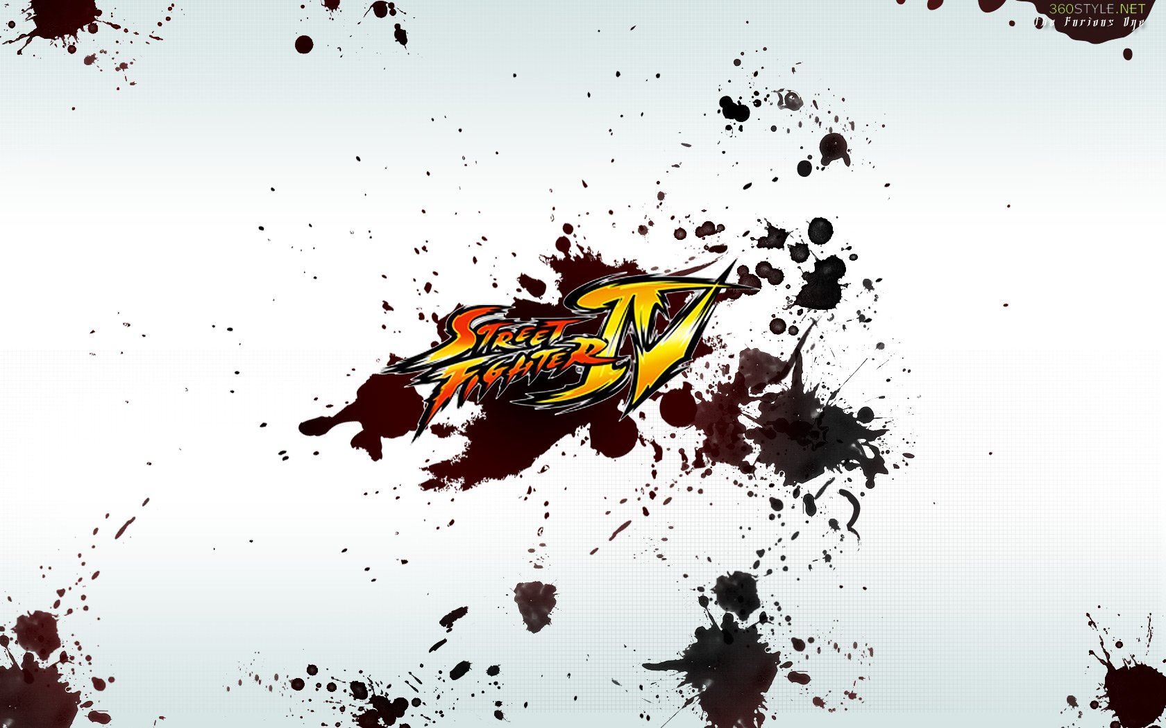 HD PC desktop wallpaper featuring the Street Fighter IV logo with black and red paint splatters on a white background.