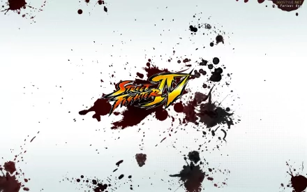 HD PC desktop wallpaper featuring the Street Fighter IV logo with black and red paint splatters on a white background.