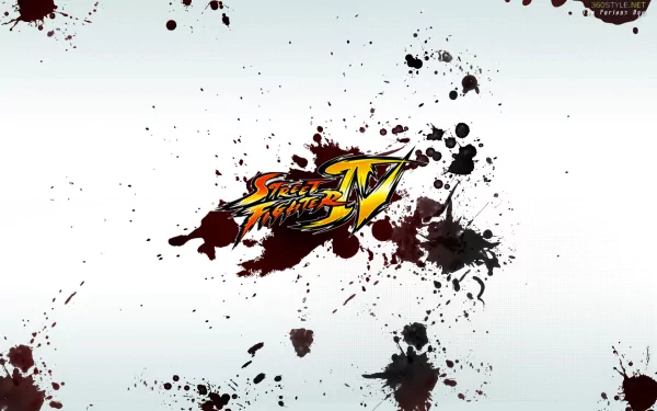 HD PC desktop wallpaper featuring the Street Fighter IV logo with black and red paint splatters on a white background.