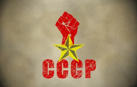 A bold design featuring a red raised fist and yellow star, with CCCP emblazoned below, representing themes of communism for a striking HD wallpaper background.