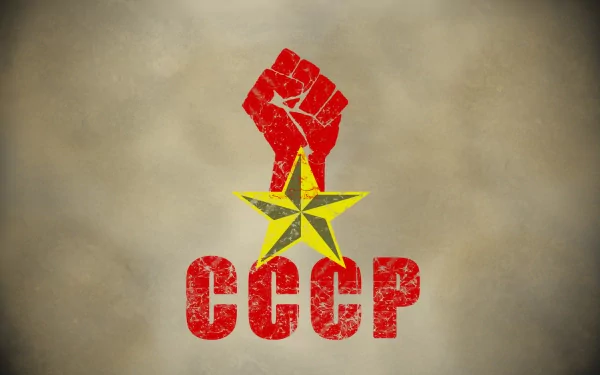A bold design featuring a red raised fist and yellow star, with CCCP emblazoned below, representing themes of communism for a striking HD wallpaper background.