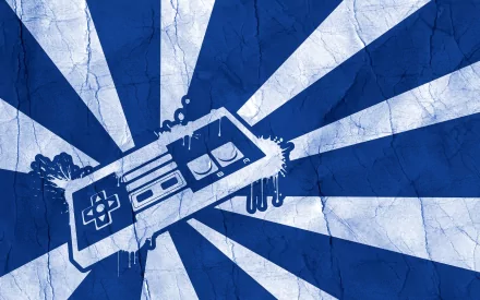 A HD wallpaper featuring a retro SNES controller set against a vibrant blue burst background, celebrating the nostalgia of Nintendo's iconic video game era.