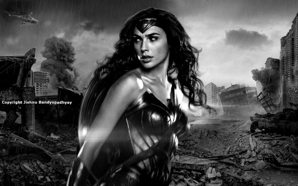 Movie Wonder Woman Gal Gadot Black & White HD Wallpaper | Background Image