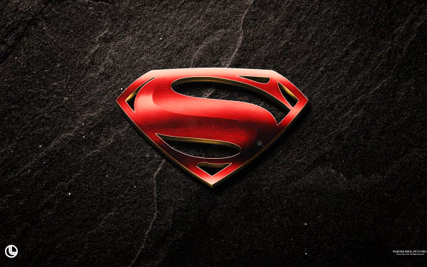 HD PC desktop wallpaper featuring the iconic red Superman emblem from the movie Man of Steel against a textured dark background.