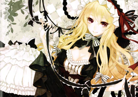 A 4K Ultra HD PC desktop wallpaper featuring an anime-style Touhou character with long blonde hair, dressed in intricate black and white gothic clothing.