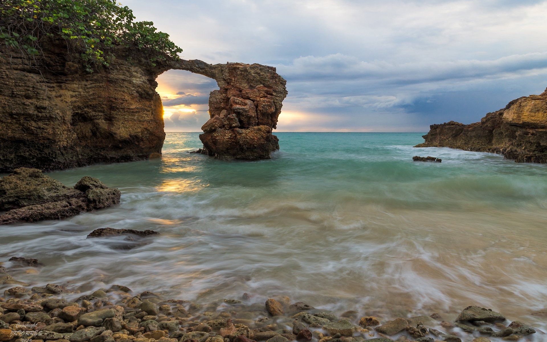 Download Horizon Sea Ocean Nature Arch HD Wallpaper