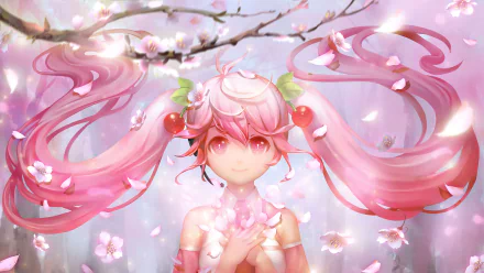 Sakura Miku Anime Vocaloid HD Desktop Wallpaper | Background Image